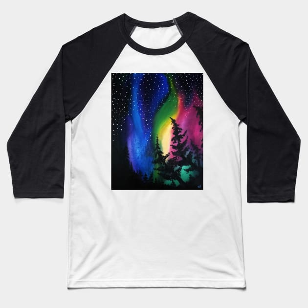 Northern Lights Baseball T-Shirt by RG Illustration